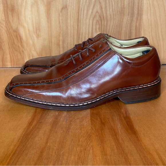 Mens 9 Stacy Adams Square Toe Dress Shoes Brown Leather TSS0438 - Picture 3 of 8